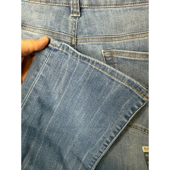 Buffalo Mens Ash Blue Stretch Comfort Veined and Crinkled Slim Jeans Size 34x30